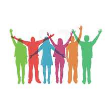 colorful silhouettes of people praising.