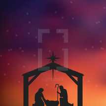 Christmas vector illustration of the nativity. 
