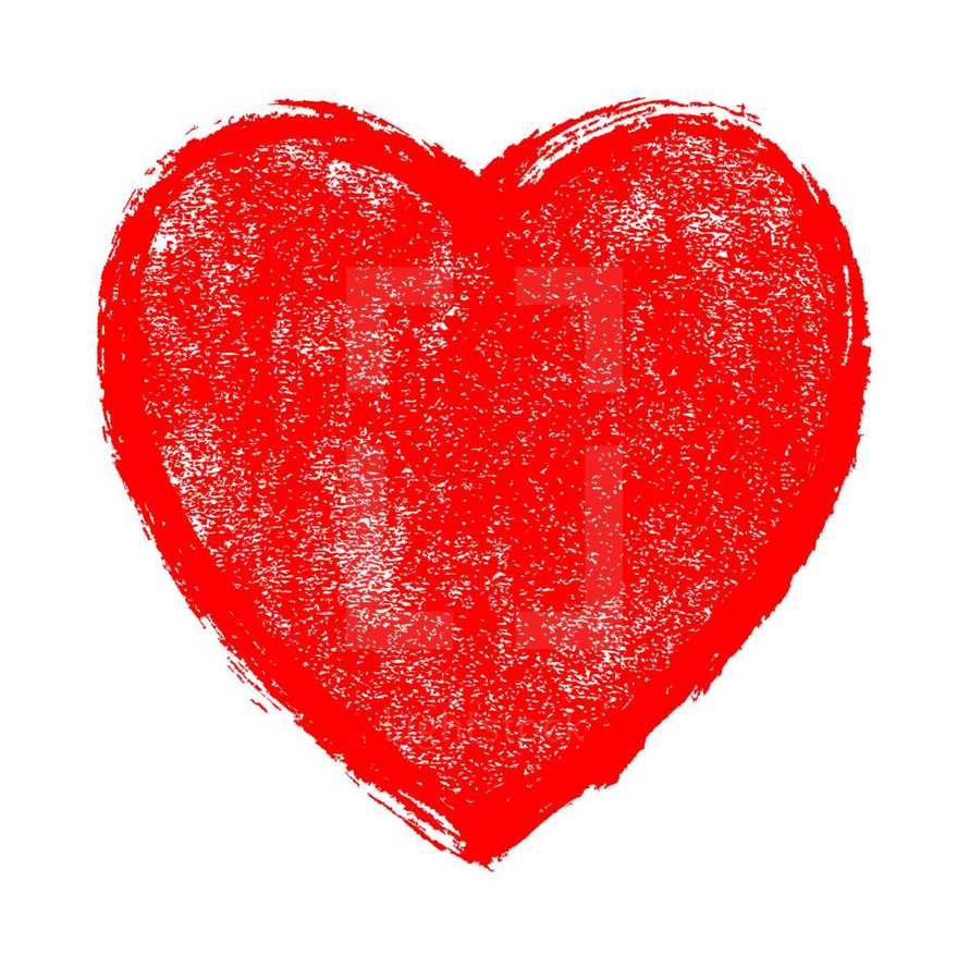 Red heart sign isolated on white background. The red heart symbol with paint texture created in watercolor painting technique. Quick and easy recolorable shape isolated from the background. The design graphic element saved as a vector illustration in the EPS file format for used in your design projects. 