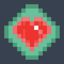 Red heart icon on the button created in the style of pixel art. Quick and easy recolorable shape isolated from the background. The design graphic element saved as a vector illustration in the EPS file format for used in your design projects. 