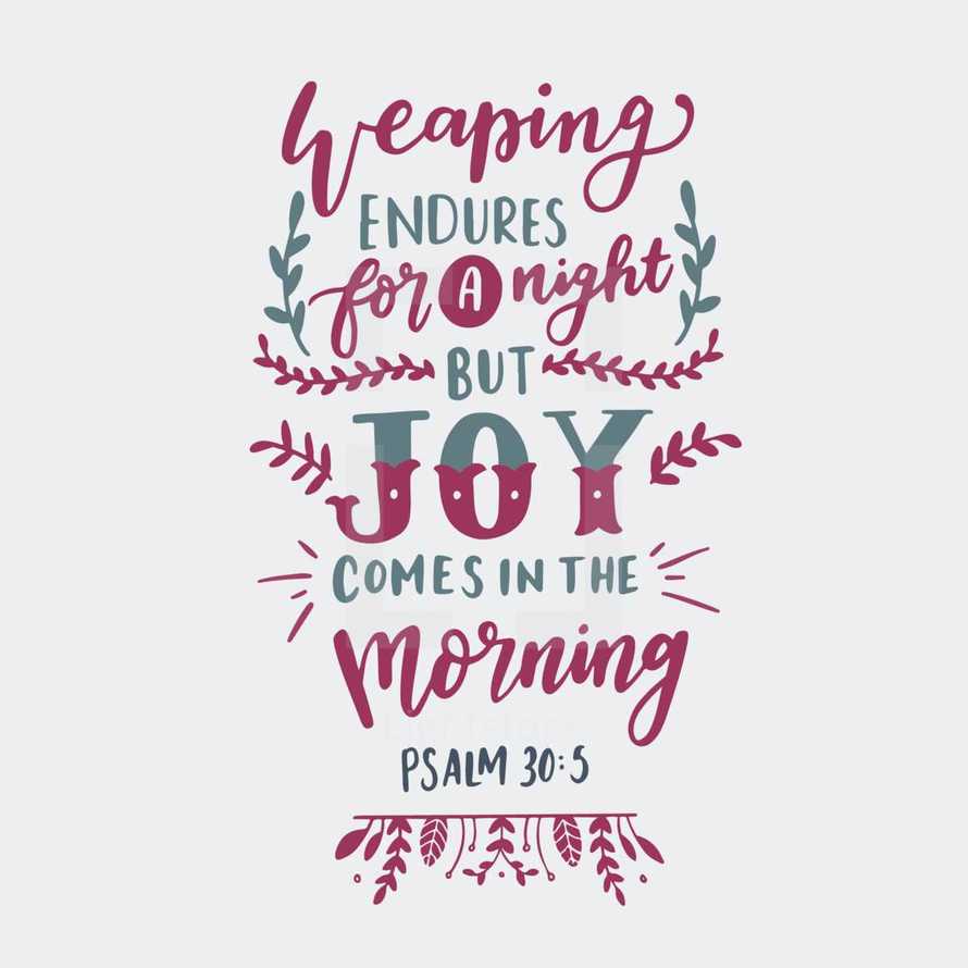 weaping endures for a night but joy comes in the morning Psalm 30:5