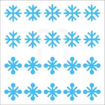 Snowflakes set 01. Twenty different hand-drawn of a snow flakes drawn by bold brush stroke