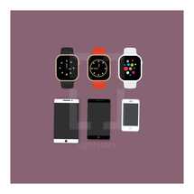 iphones, iwatch, cellphone, ipad, apple products, watches, time, icon