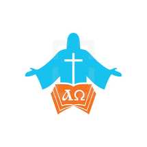 Jesus with outstretched arms logo
