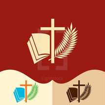 cross, Bible, wheat logo