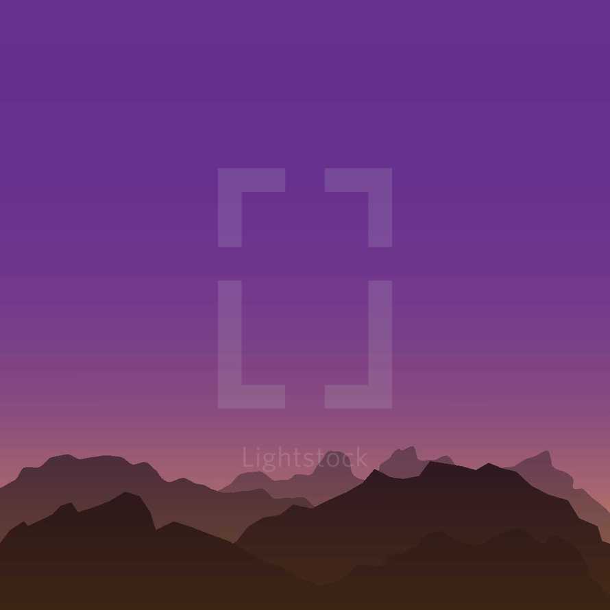 A sunset mountain-scape to be used with any design.