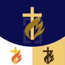 cross and flame icon