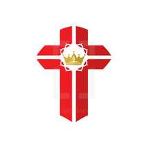 red cross with crown of thorns and crown 
