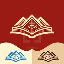 mountain peaks on the pages of a Bible 
