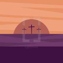 three crosses at sunrise 