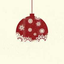 hanging red and white snowflake Christmas ornament 