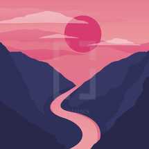 sunset landcape illustration 