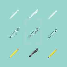 Pen and Pencil Icons. 