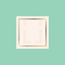 blank square seal with gold outline.