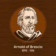 Arnold of Brescia (1090 - 1155), was an Italian canon regular from Lombardy. He called on the Church to renounce property ownership and participated in the failed Commune of Rome.