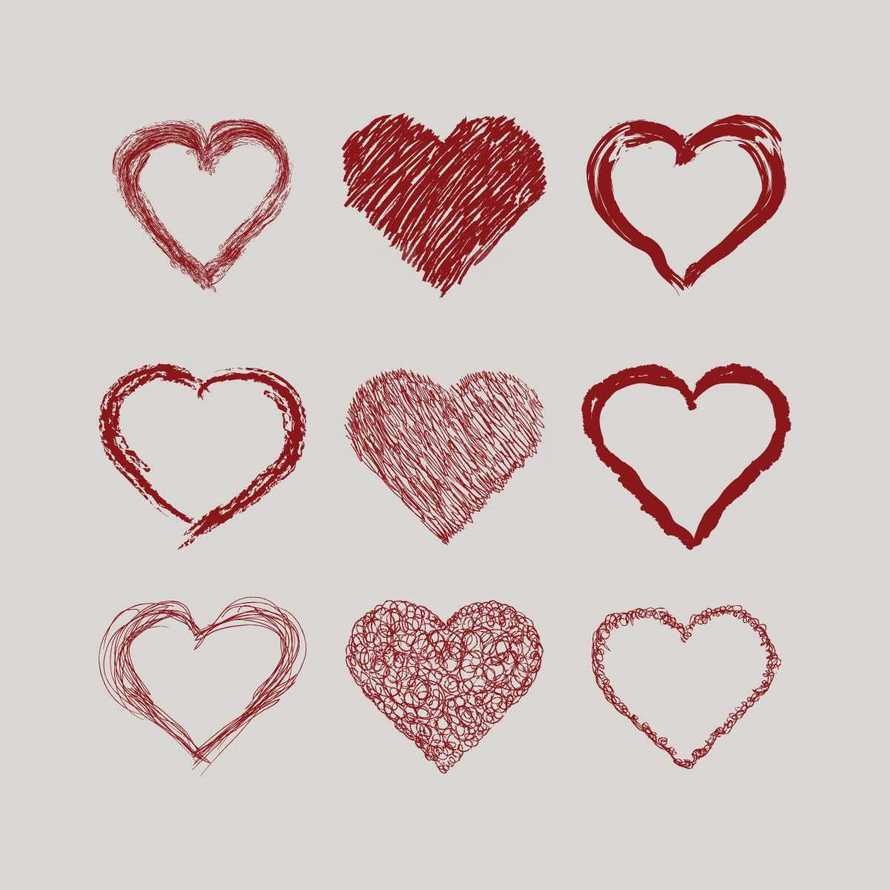 red sketched hearts 