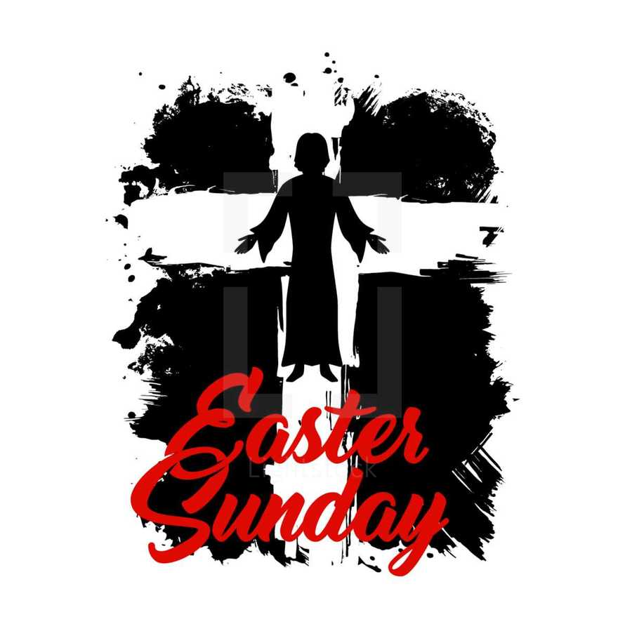 Cross of Jesus. Christ is risen. Easter illustration.