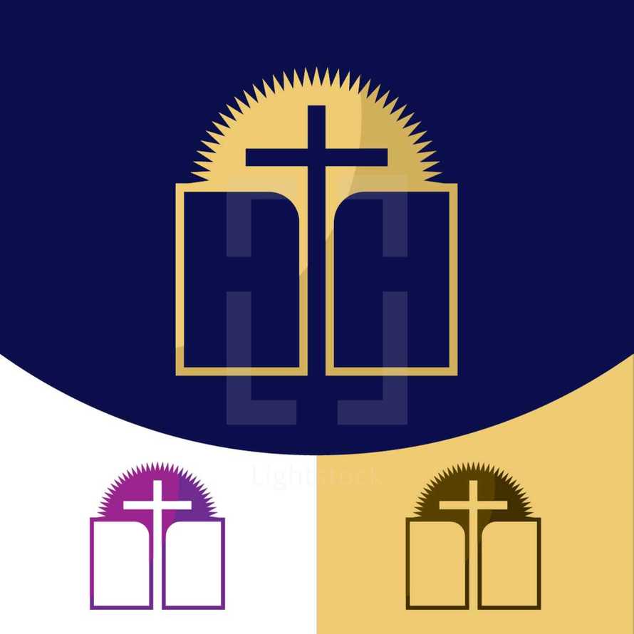 Bible cross and sunrise logo 