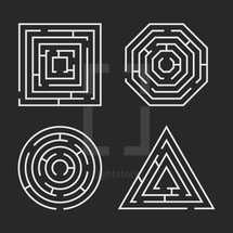 Set of maze illustrations.