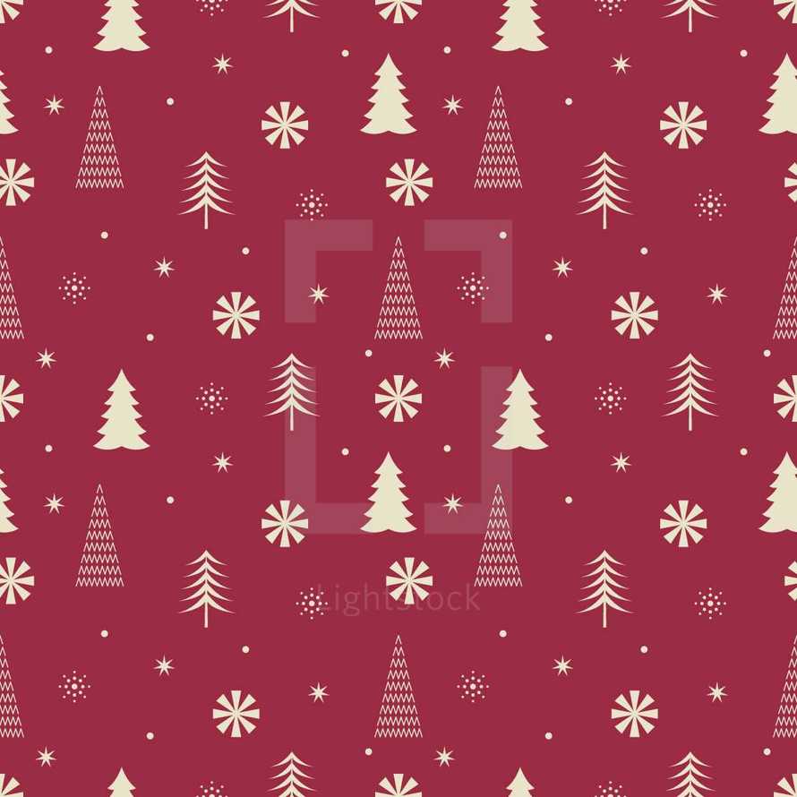 Christmas tree and snowflake pattern 