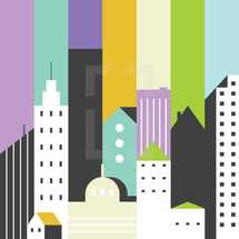 colorful and modern city illustration 