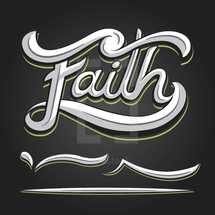 "Faith" graphic, hand lettering.