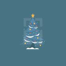 Christmas tree illustration with snow