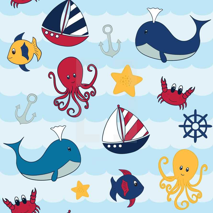 nautical cartoon pattern  