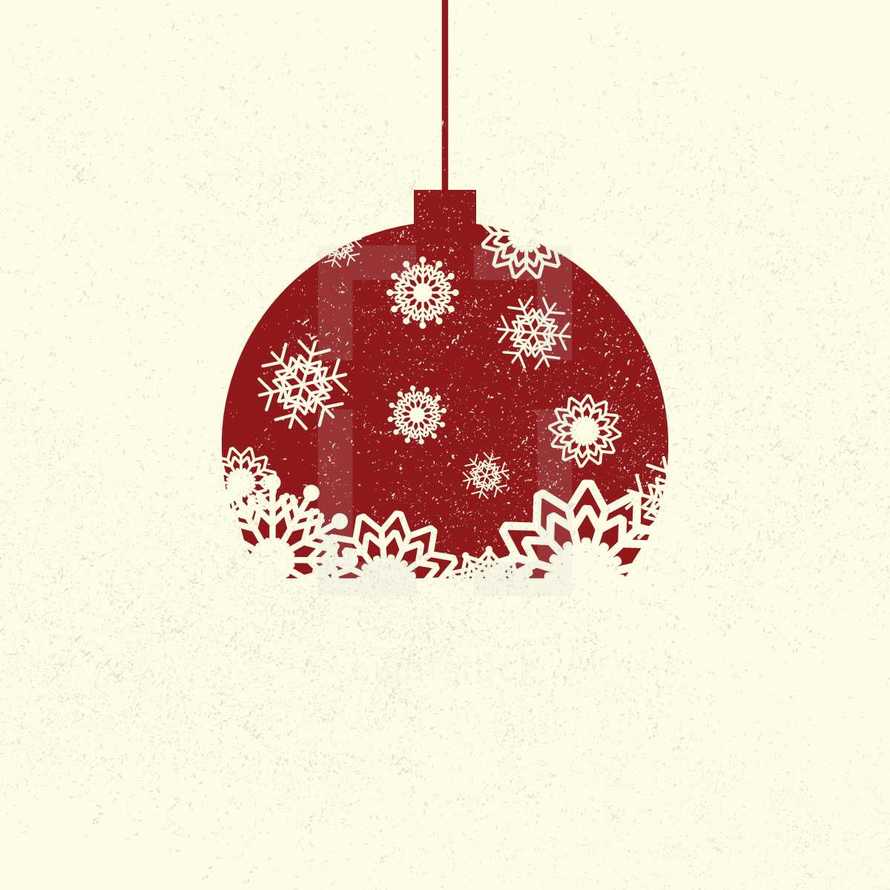 hanging red and white snowflake Christmas ornament 