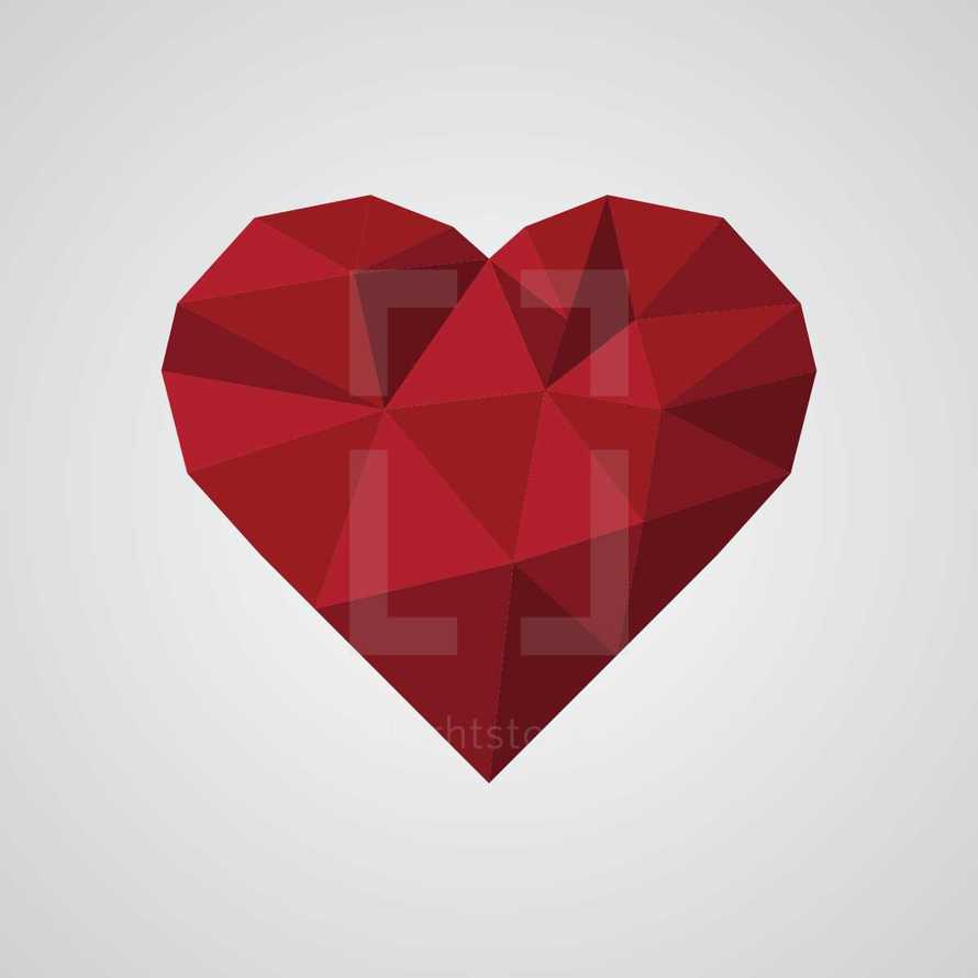 geometric red heart illustration.