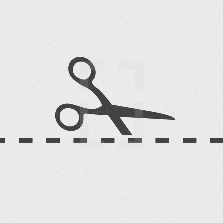 scissors cutting on a dotted line 