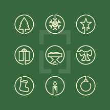 Christmas elements icons set. 