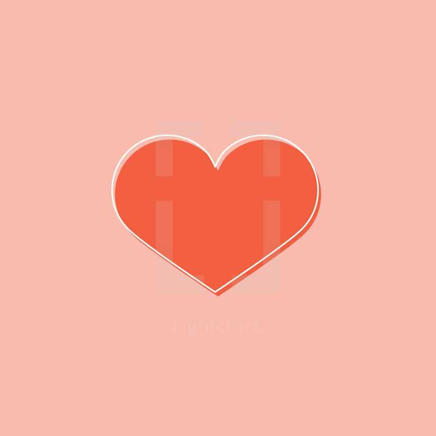 simple red vector heart on pink,