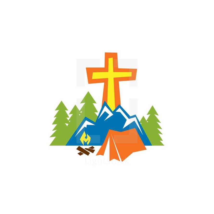 cross and tent logo 