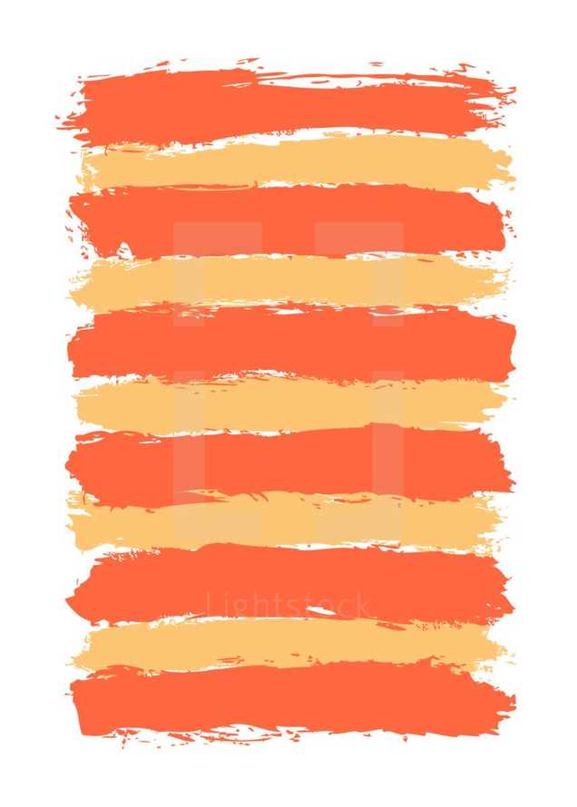 The red orange yellow paint brush stroke is drawn by hand. Paintbrush drawing on canvas. Hand-drawn brushstroke texture on paper. Rectangle shape. The graphic element saved as a vector illustration in the EPS file format for used in your design projects. 