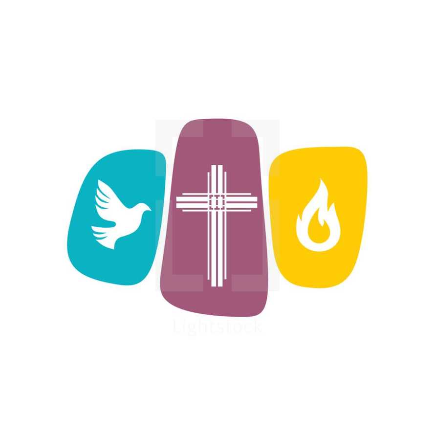 dove, cross, flame logo