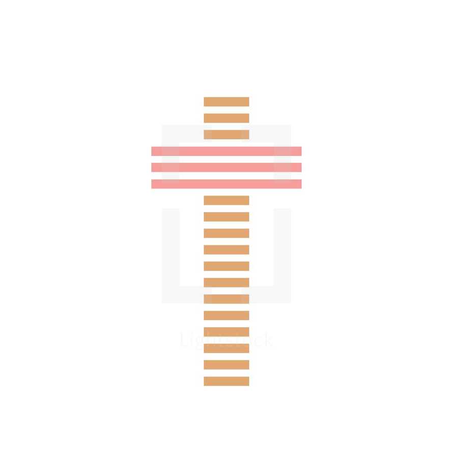 orange and pink striped cross