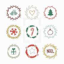 Christmas wreath icons