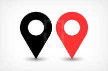 Red GPS pin point sign map location icon in flat style. Graphic element for design saved as an vector illustration in file format EPS