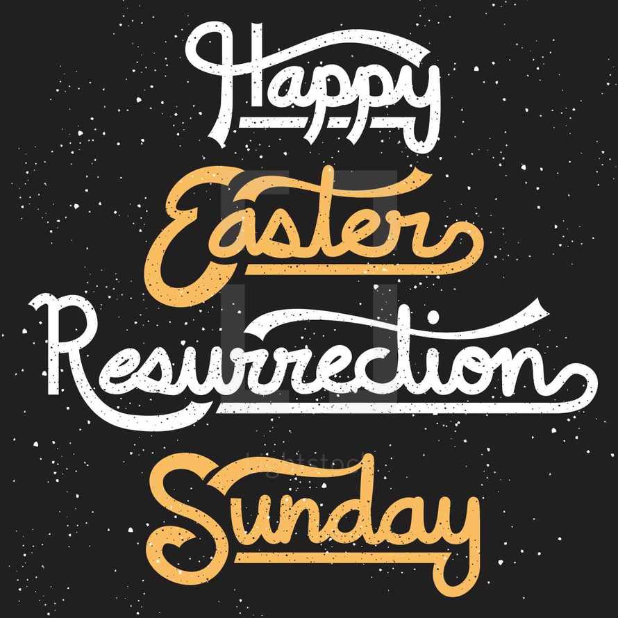 Happy Easter, Resurrection, Sunday, Easter, hand drawn lettering, text