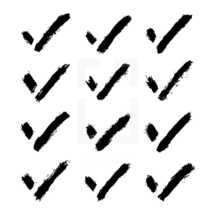 Check mark signs created with a brush and black ink. Graphic element for design saved as an vector illustration in file format EPS