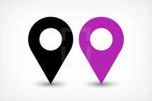 GPS pin points. Map pin sign place location icon in flat style. Graphic element for design saved as an vector illustration in file format EPS