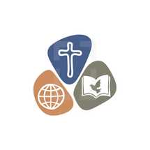 globe, cross, open Bible, dove, icon
