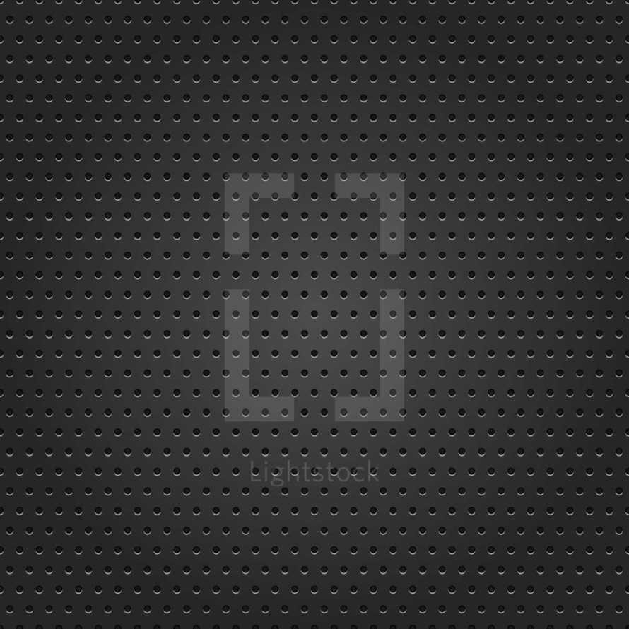 black textured background. Black perforated metal surface. Dark punched texture with holes in the form of circles. Seamless pattern for a background. The graphic element saved as a vector illustration in the EPS file format for used in your design projects. 
