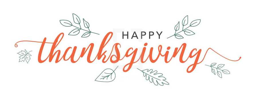 Happy Thanksgiving Graphic Text Vector Illustration with White Background