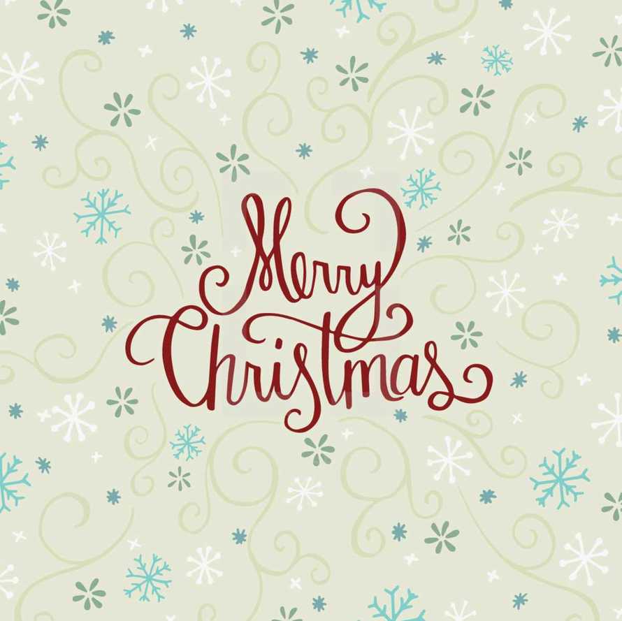 Hand drawn Merry Christmas typography.