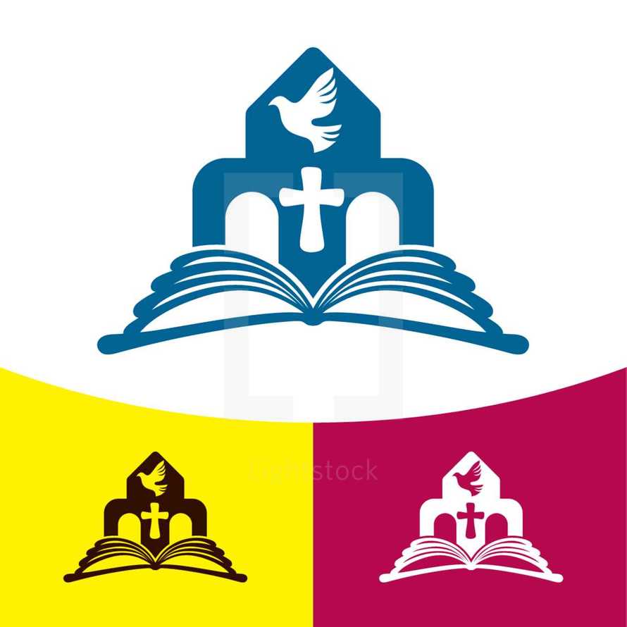 dove, church, cross, Bible, logo