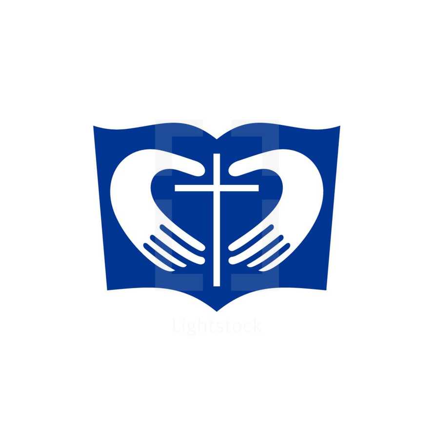 Bible and hands logo 