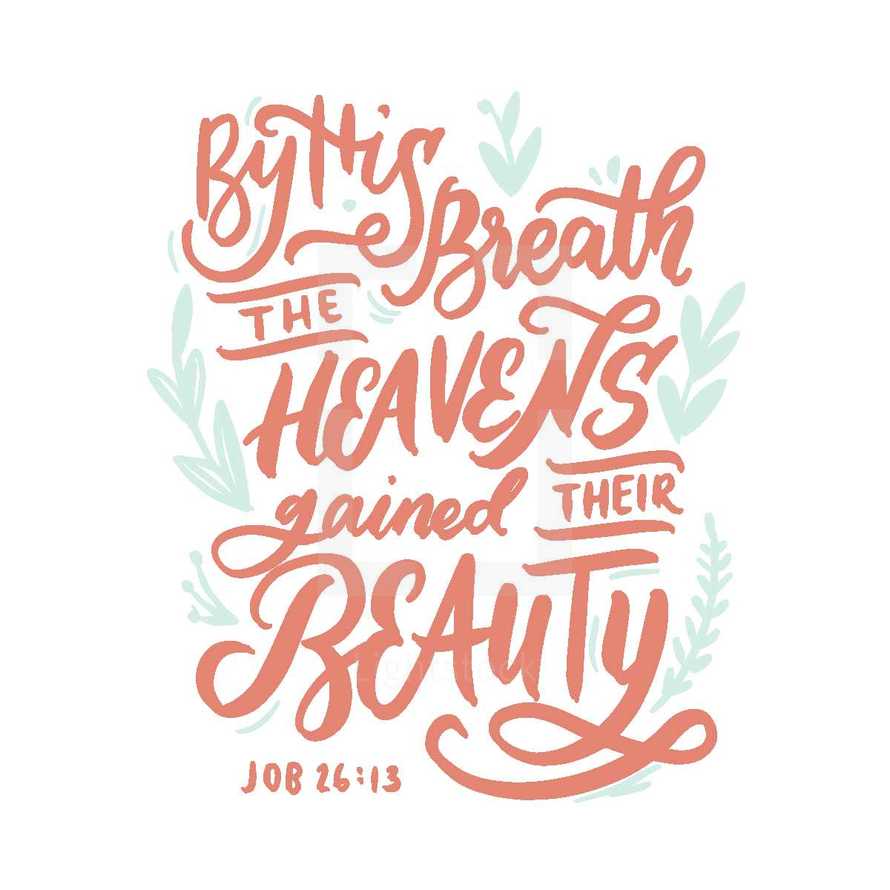 By this breath the heavens gained their Beauty. Job 26:13