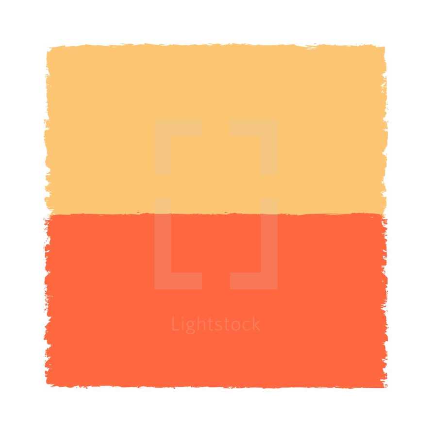 The yellow and red paint brush stroke is drawn by hand. Paintbrush drawing on canvas. Hand-drawn brushstroke beige and orange texture on paper. Square shape. Rectangle shape. The graphic element saved as a vector illustration in the EPS file format for used in your design projects. 